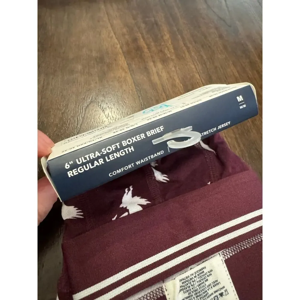 American Eagle Outfitters burgundy boxer briefs with white bird graphics size M